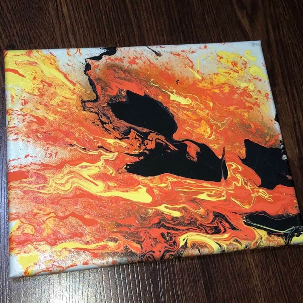 Orange Sunset Pour Painting